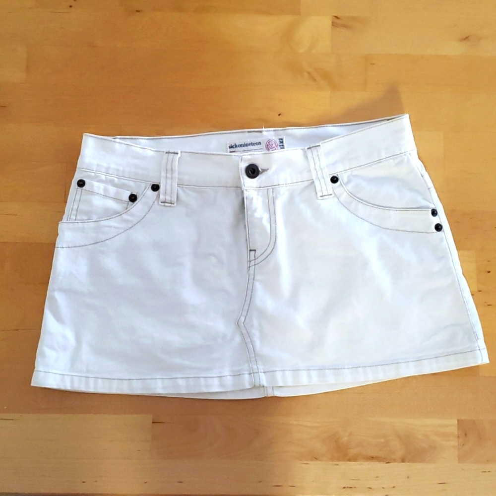 White Denim Mini Skirt